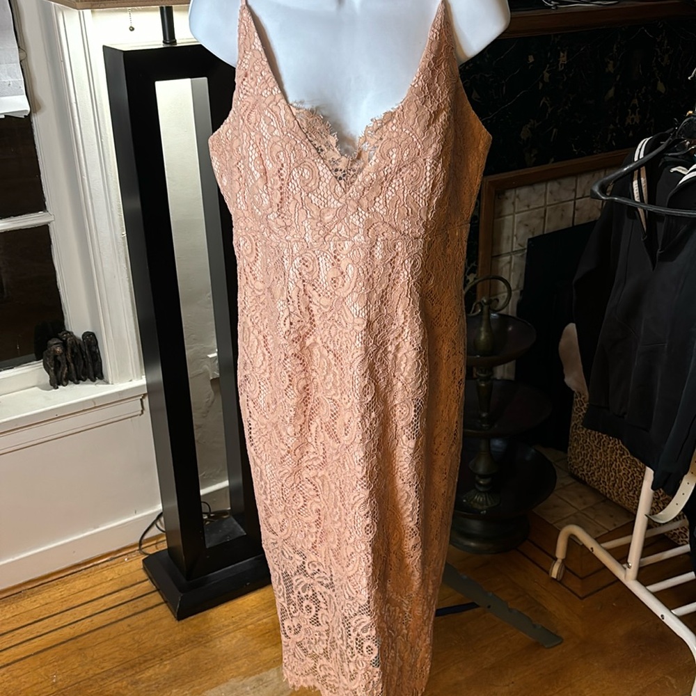 Gorgeous Bardot nude lace dress, size 10.